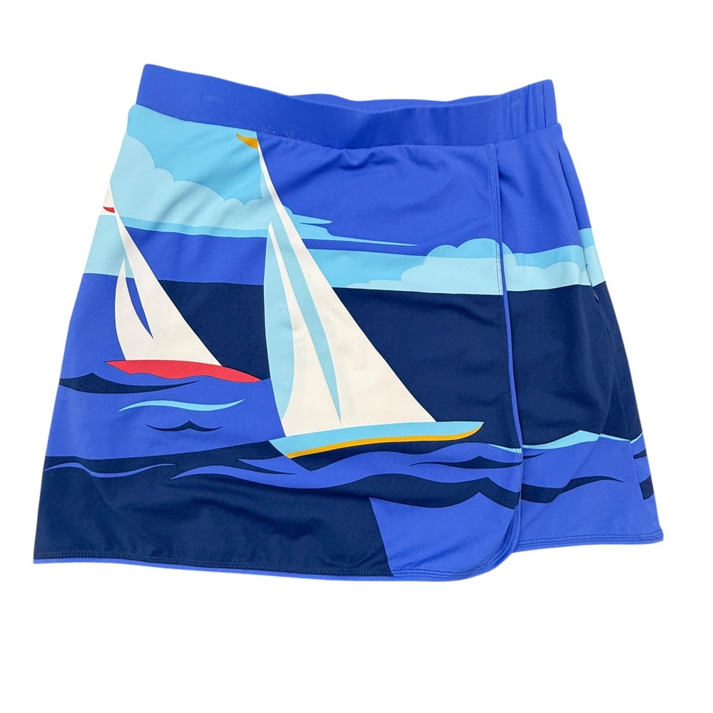 J.McLaughlin Skort Women Small Blue Sailboat Nautical Golf Tennis Athletic
